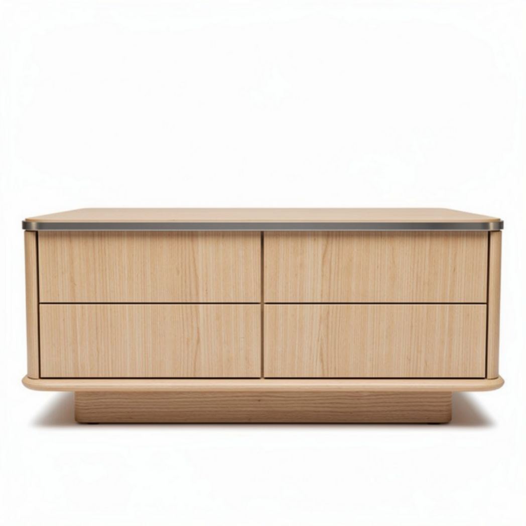 Mesa de centro em madeira de pinho com 4 gavetas 150 x 80 x 40cm