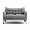 Sofá de dois lugares em tecido cinza com pés de madeira 150 x 80 x 85cm