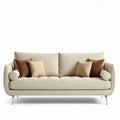 Sofá de tecido bege com almofadas decorativas 200 x 90 x 85cm