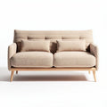 Sofá de tecido beige com dois almofadas 180 x 85 x 90cm madeira