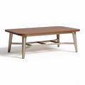 Mesa de café retangular de madeira com estrutura metálica 120 x 60 x 45cm