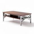 Mesa de centro em madeira escura e estrutura metálica 120 x 60 x 45cm
